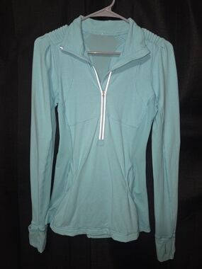 lululemon athletica Light Aqua Quarter-Zip Long Sleeve Pullover